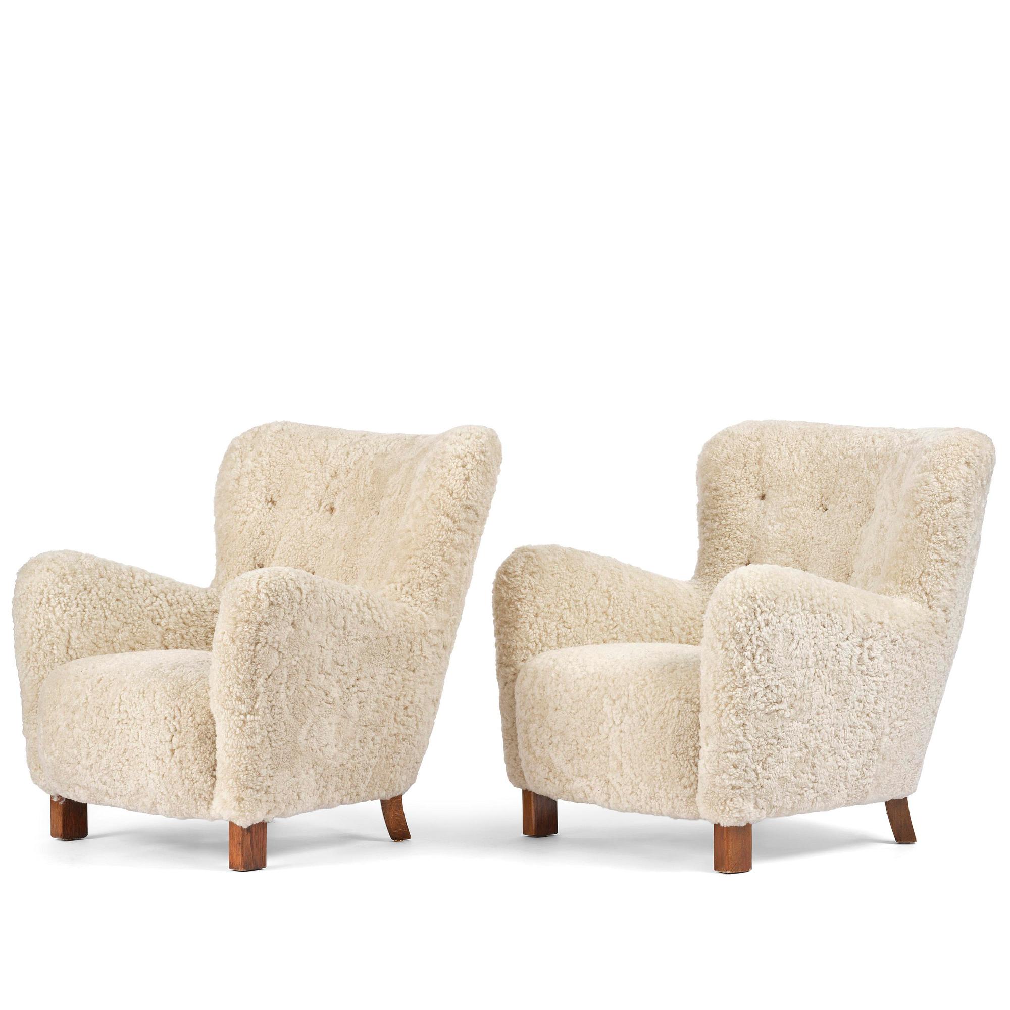 Danish Modern, fåtöljer, ett par, utförda av snickarmästare Peder Pedersen, Danmark, 1940-tal.