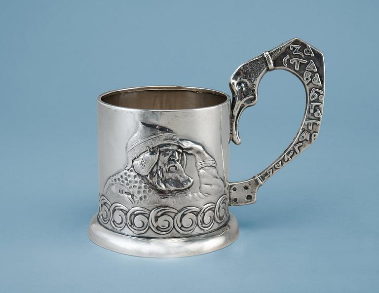 A TEA-GLASS HOLDER, 84 silver Mihail Tarasov Moscow 1908-17. Height 12 cm, weight 176 g.