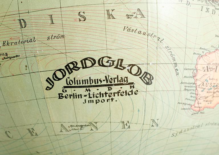 JORDGLOB, Columbus-Verlag, Berlin, 1900-talets första hälft.