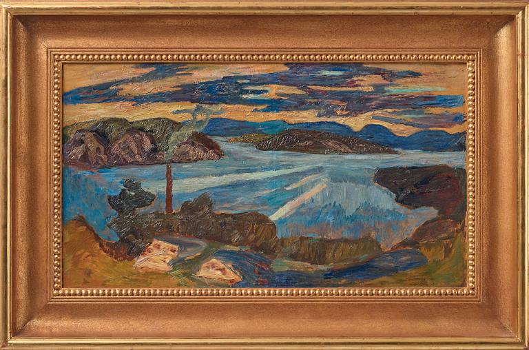 Helmer Osslund, Landscape with mountains and water.