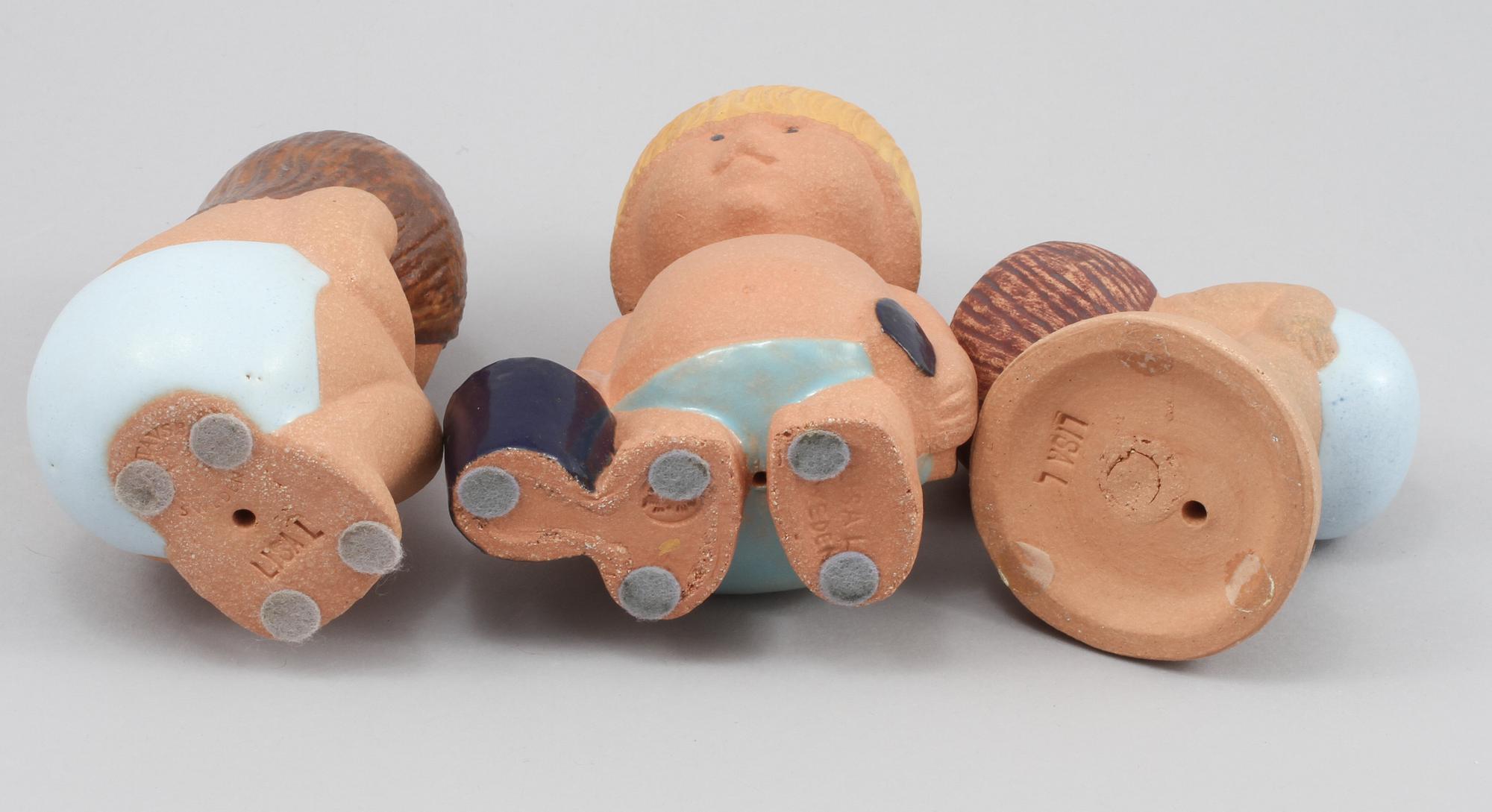FIGURINER, 3 st, stengods, Lisa Larson, Gustavsberg, sent 1900-tal.