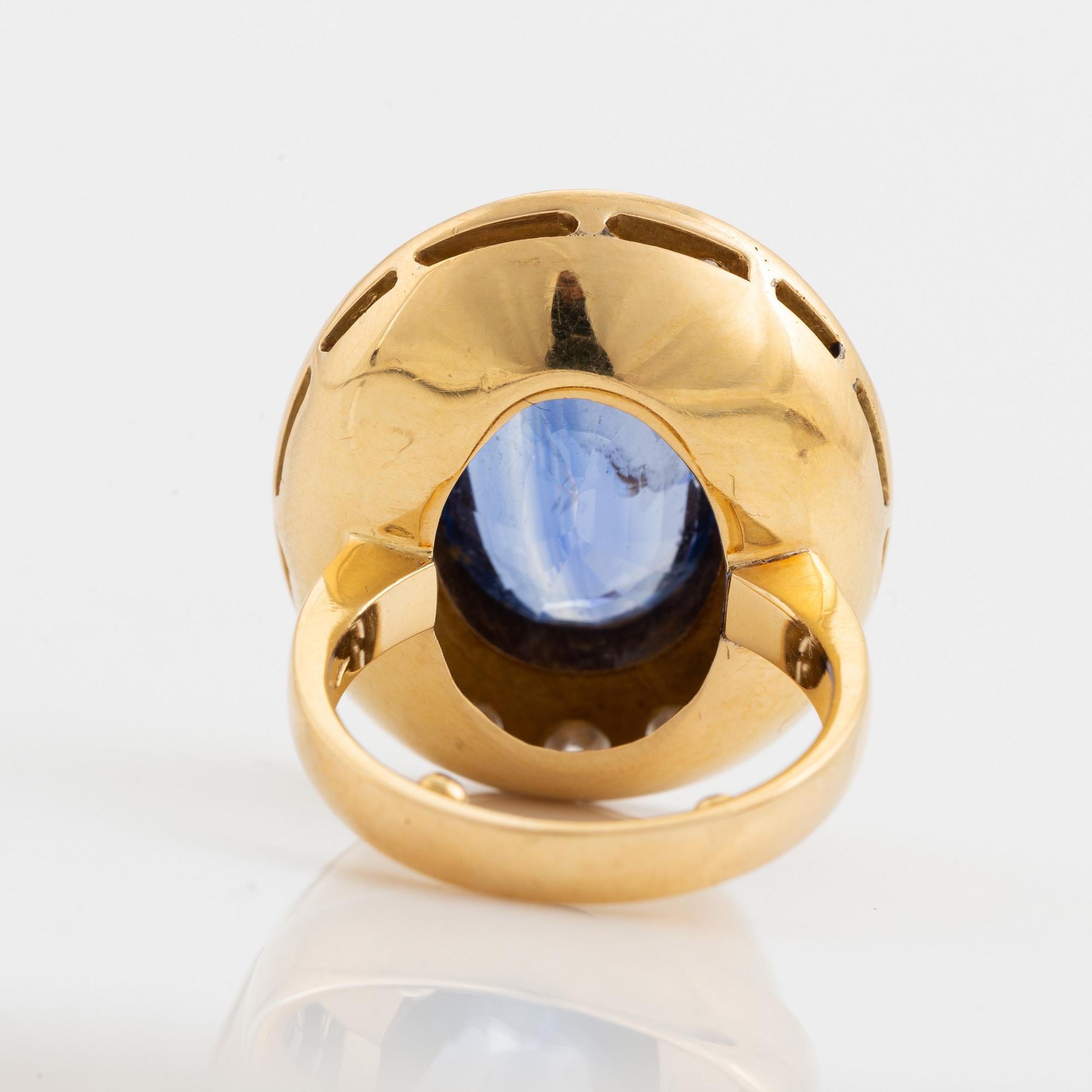 Sapphire and brilliant cut diamond cocktail ring.