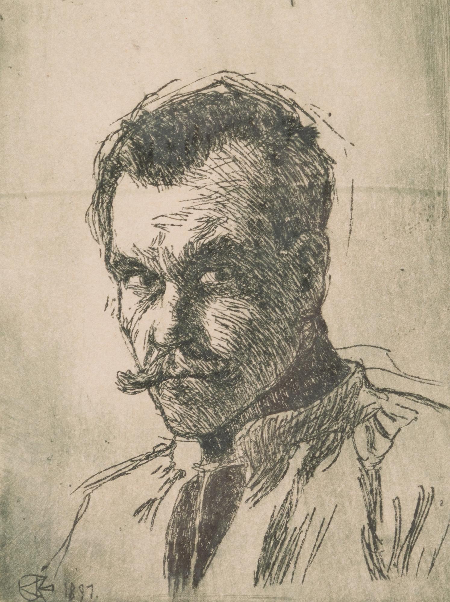 AKSELI GALLEN-KALLELA, etching, later signature with pencil "Kallela 1897".