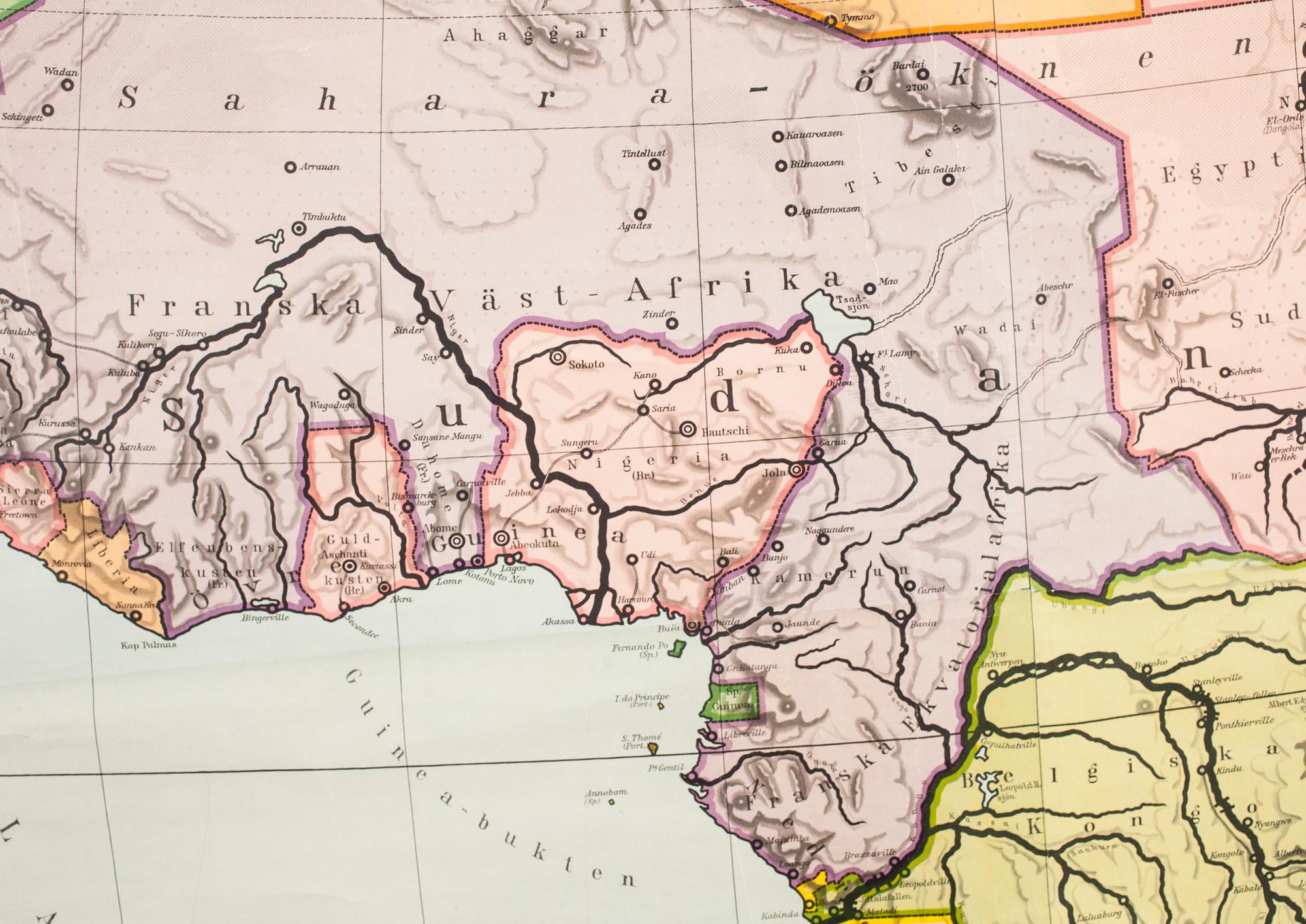 KARTA, "Afrika" politiskt karta, Norstedt & söner.