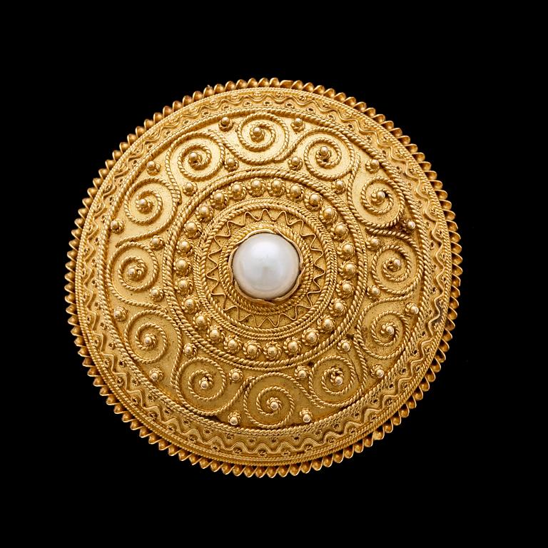 BROSCH, 18k guld, rysk stil, MG, Helsingfors, Finland, 1881, ca 10g.