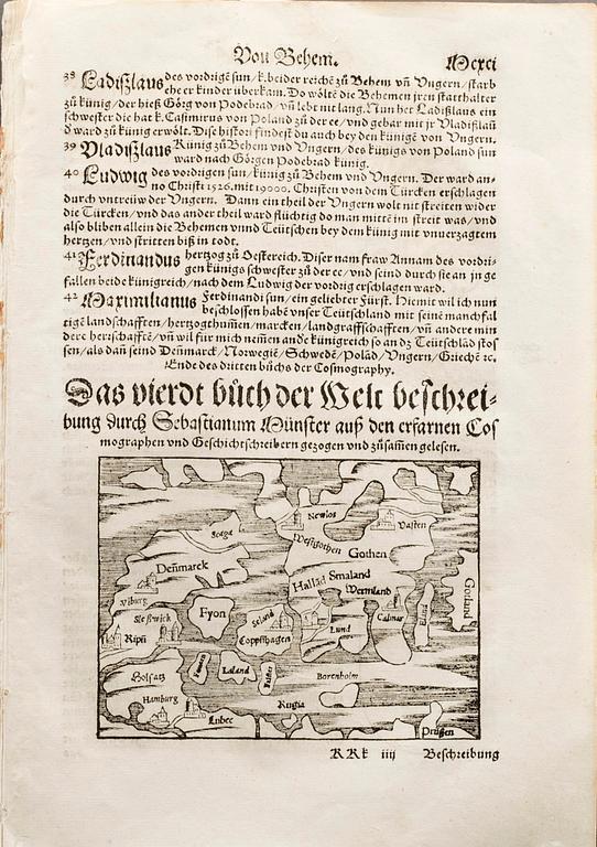 EXTRACT FROM MÜNSTER. MÜNSTER, SEBASTIAN. 36 pages from Cosmographia, Basel 1569.