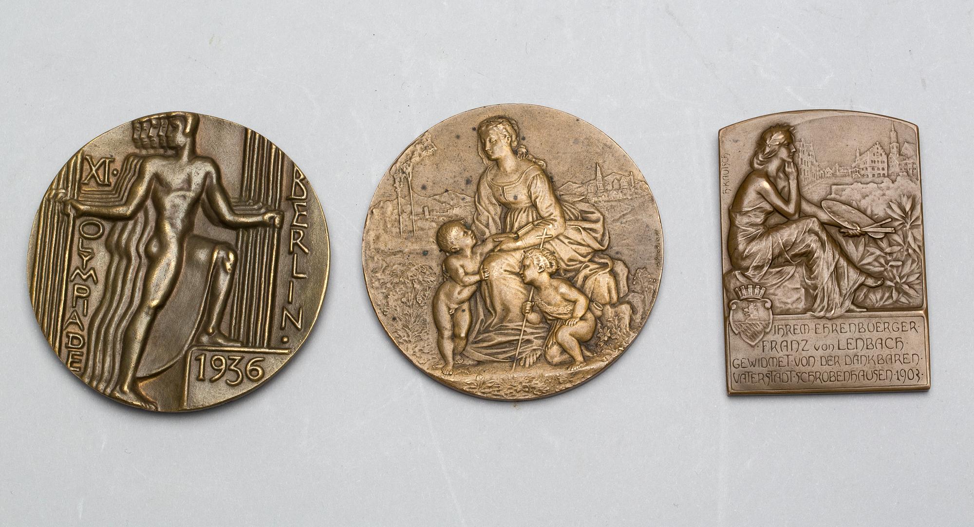 MEDALJER, 3 st, brons, bla Olympiaden 1936.