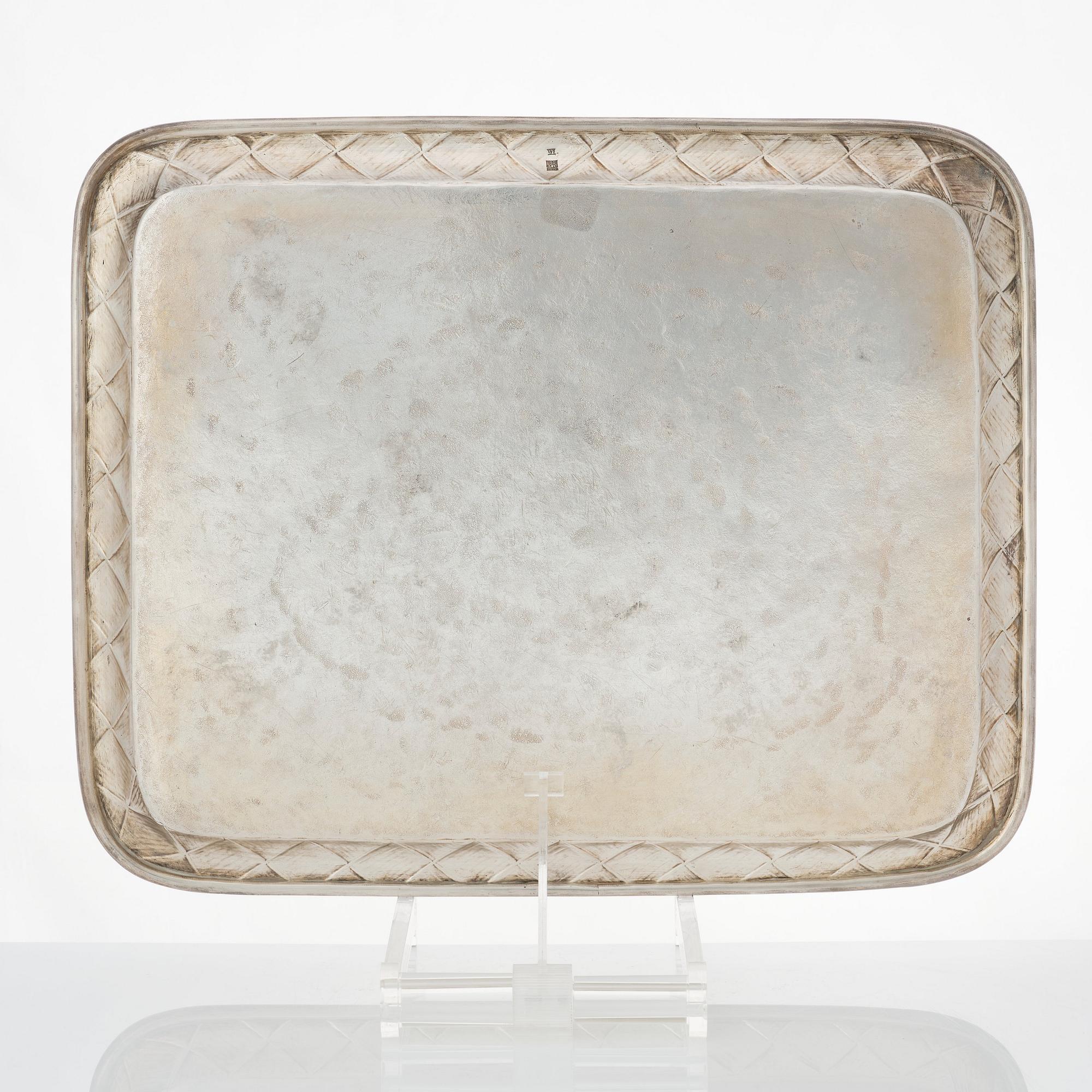 Teservis, trompe l'oeil, 8 delar, silver, av Vasiliy Ivanov, S:t Petersburg 1895.