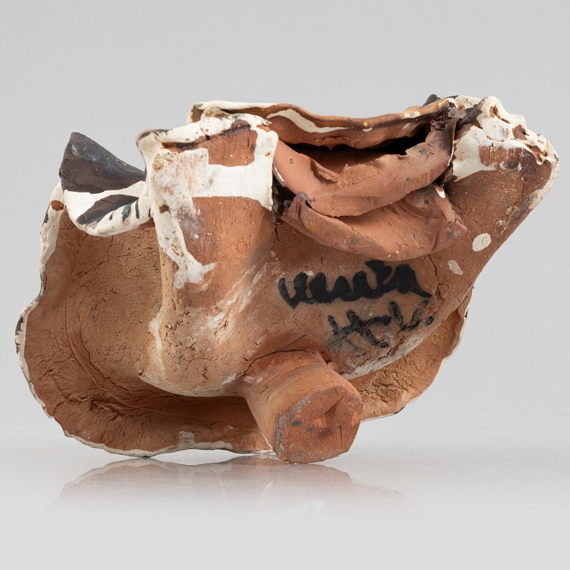 Ulrica Hydman-Vallien, a stoneware sculpture of a seated woman, executed in her own workshop, Sweden.