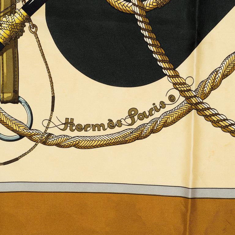 Hermès, scarves, 2 st, "Le Mors a la Conétable" samt "Clic Clac".