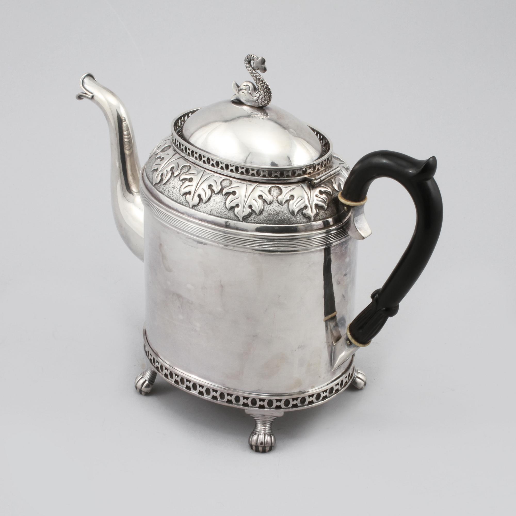 TEKANNA, nysilver, Carl Andreas Kjernås, Göteborg, omkring sekelskiftet 1900.