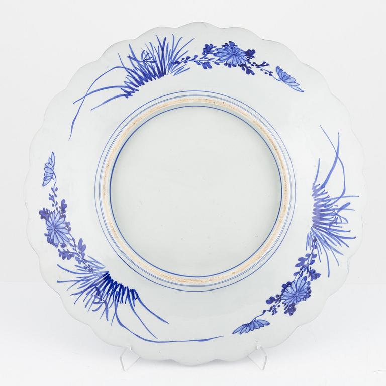 A Japanese blue and white large dish, Meiji period (1868-1912).