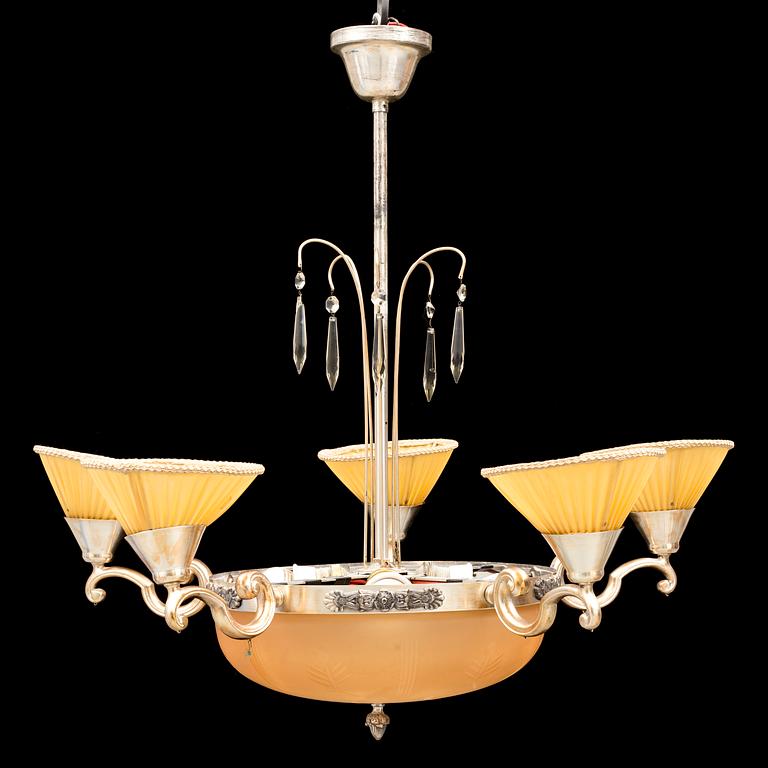 A 1920s/1930s art deco ceiling light.