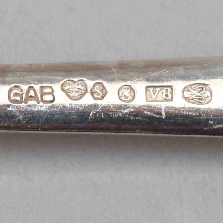 BESTICKSERVIS, silver, 107 delar,  "Chippendale", främst GAB Stockholm 1940-tal. Total vikt ca 2512g (exklusive knivar).
