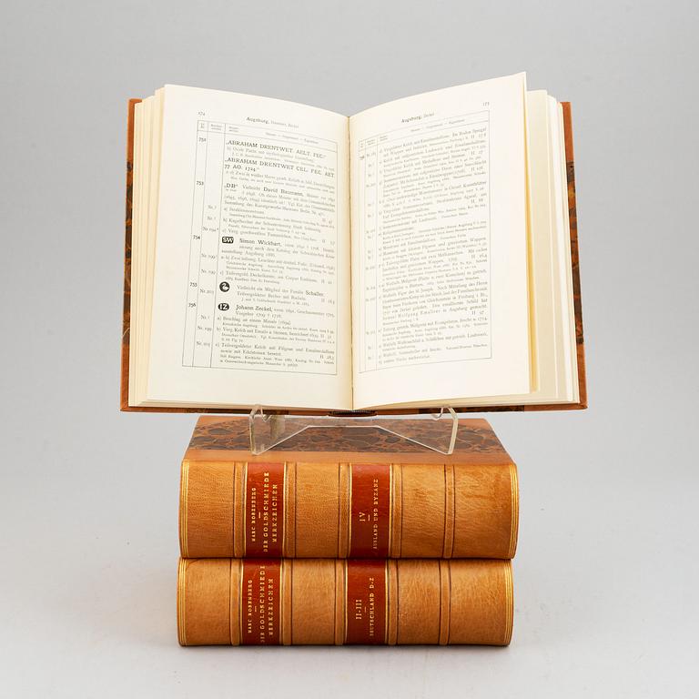 Böcker, 3 st, Der Goldschmiede Merkzeichen, vol I, II-III och IV, Marc Rosenberg, Frankfurt am Main 1922-28.