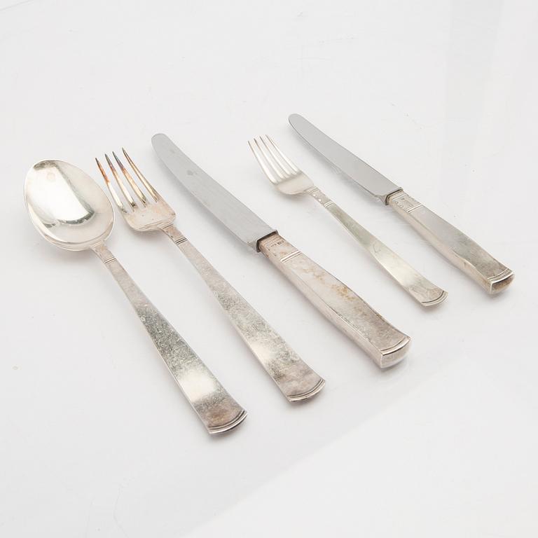 A Swedish 20th cenury set of 48 pcs of silver cutlery "Rosenholm" mark of Jacob Ängman, Eskilstuna.