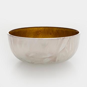 A set of three sterling silver and enamel bowls, maker's mark of A. Tillander, Turku 2005.