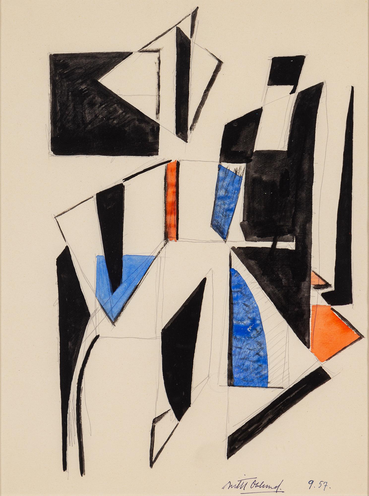 BERTIL ÖHLUND, watercolor and ink, signed and dated 9.57.