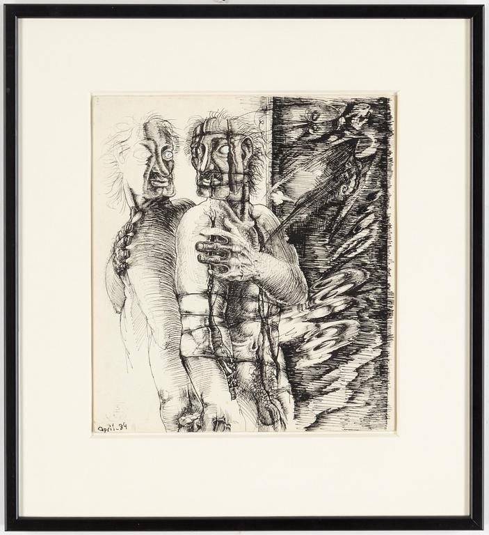 ULF RAHMBERG, indian ink with heightening white, signed with monogram and dated -84.