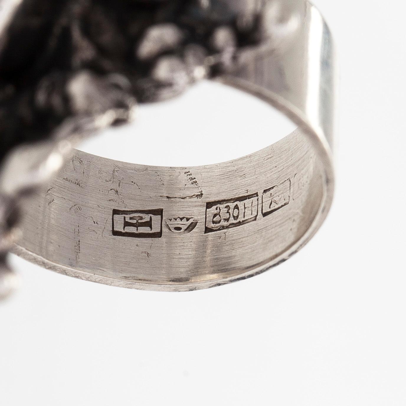 Pentti Sarpaneva, a silver and rock crystal necklace, ring and earrings, Turun Hopea, Turku.