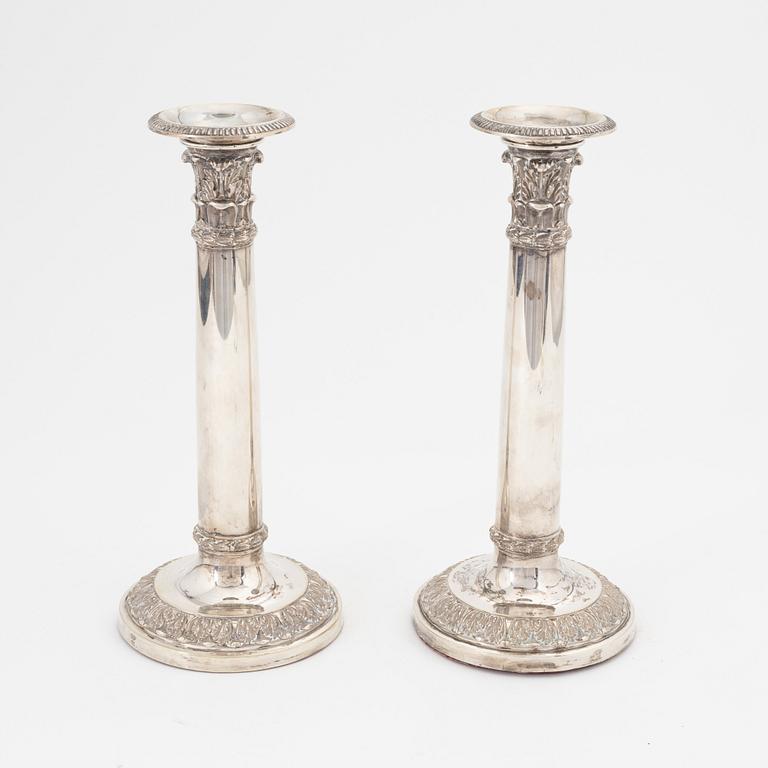 A pair of Austo-Hungarian silver candlesticks, late 19th Century.