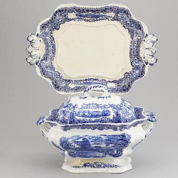 SERVIS, 91 delar, flintgods, "Svenska Slott", Rörstrand, 1900-tal.