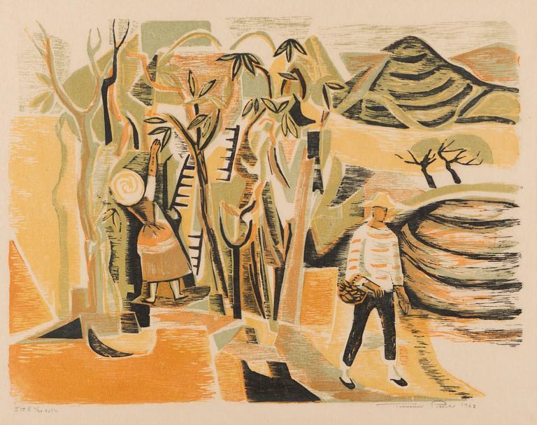 TUULIKKI PIETILÄ, woodcut, signed and dated 1962.