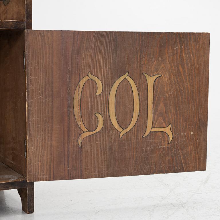 Märta Lindblom, & Carl Otto Lundgren, wall cabinet, signed and dated 1899.