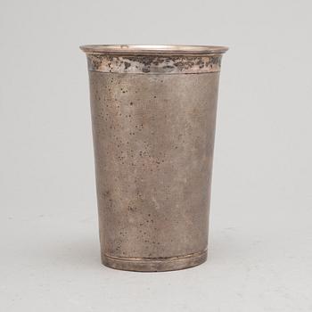 Possibly an 18th century silver beaker, unmarked.