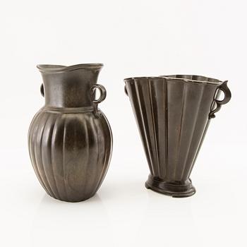 Just Andersen, two vases in bronze from the first half of the 20th century.
