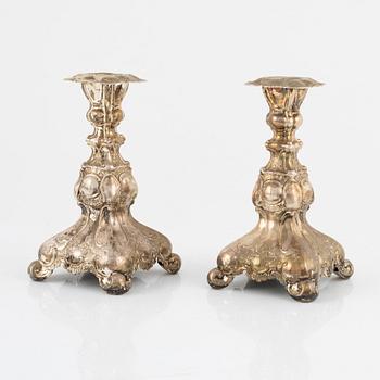 A pair of Swedish silver candlesticks, bearing the mark of GAB Stockholm, 1949.