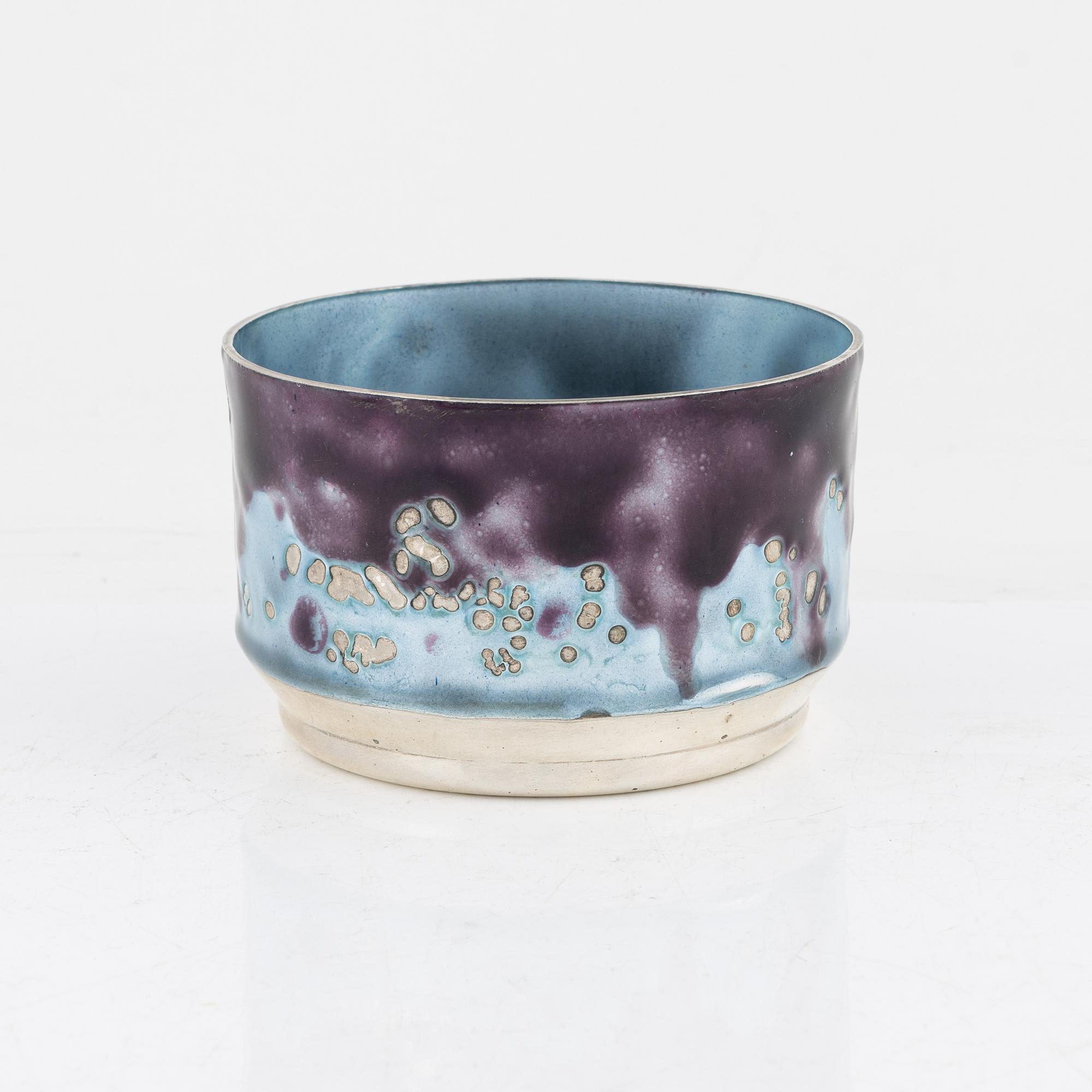 Inger Hanmann, a sterling silver and enamel bowl, Anton Michelsen, Copenhagen 1969.