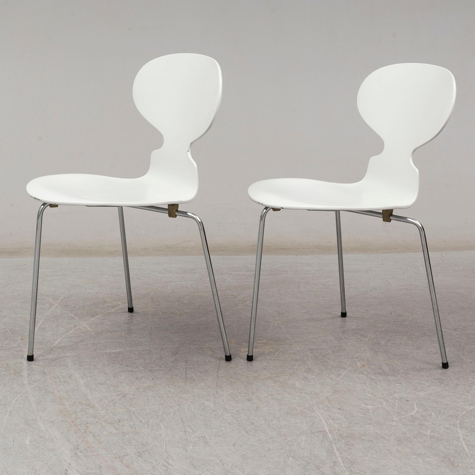 ARNE JACOBSEN, stolar, 6 st, "Myran". Fritz Hansen Danmark.