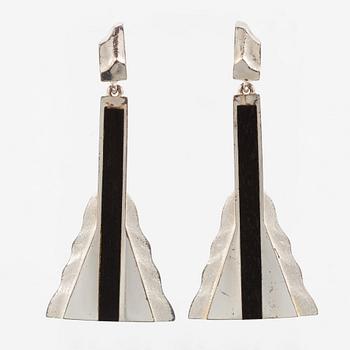 Lapponia, earrings, silver and wood. 1986.
