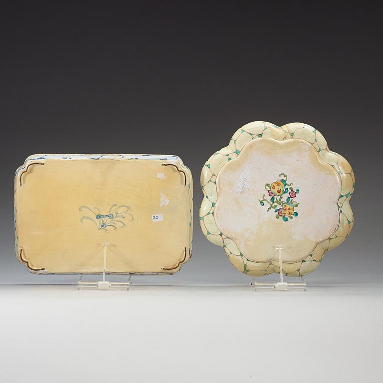 Two enamel on copper trays, Qing dynasty, Qianlong (1736-95).