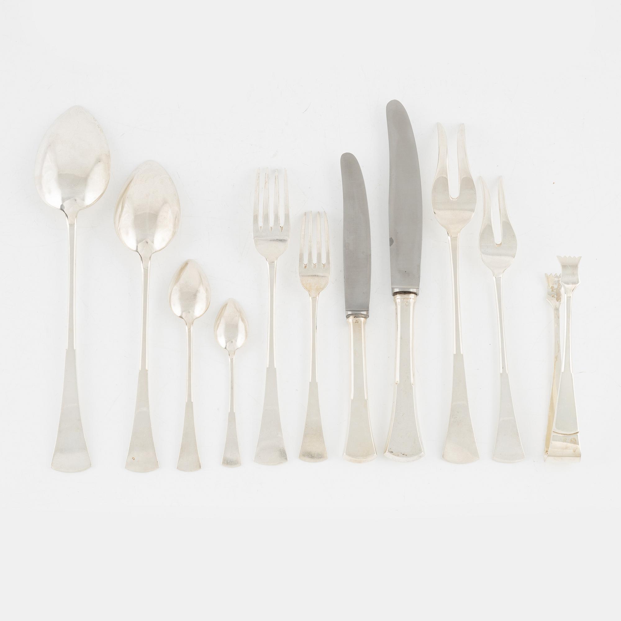 Bestickuppsättning, 85 delar, silver, Ungern, 1937-65.