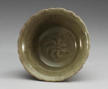 A celadon glazed stemcup, Ming dynasty.