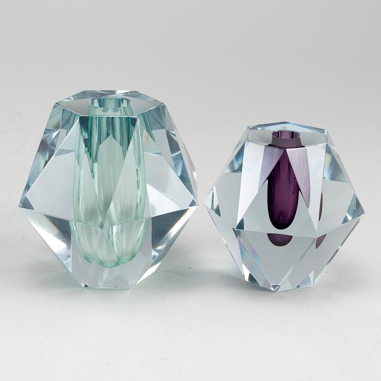 ASTA STRÖMBERG, five 'Diamant' glass vases from Strömbergshyttan, 1960's.