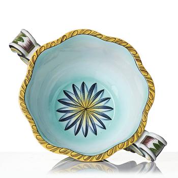 Arthur Percy, a Swedish Grace lidded creamware bowl, Gefle Porcelain Factory, Sweden, 1920s-30s.