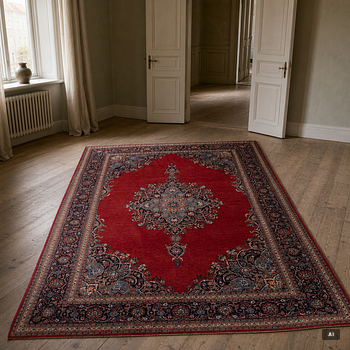 Semi-antique Keshan carpet, approx. 319 x 216 cm.