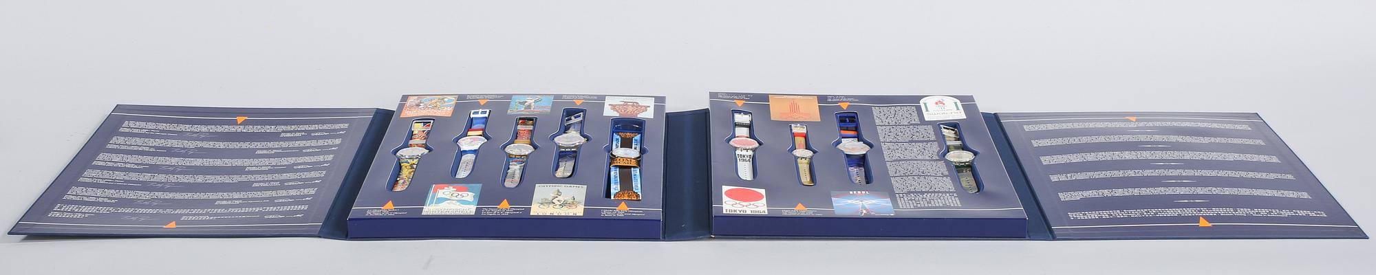 ARMBANDSUR, 9 st, "Swatch Historical Olympic Games Collection", Swatch, 1995.