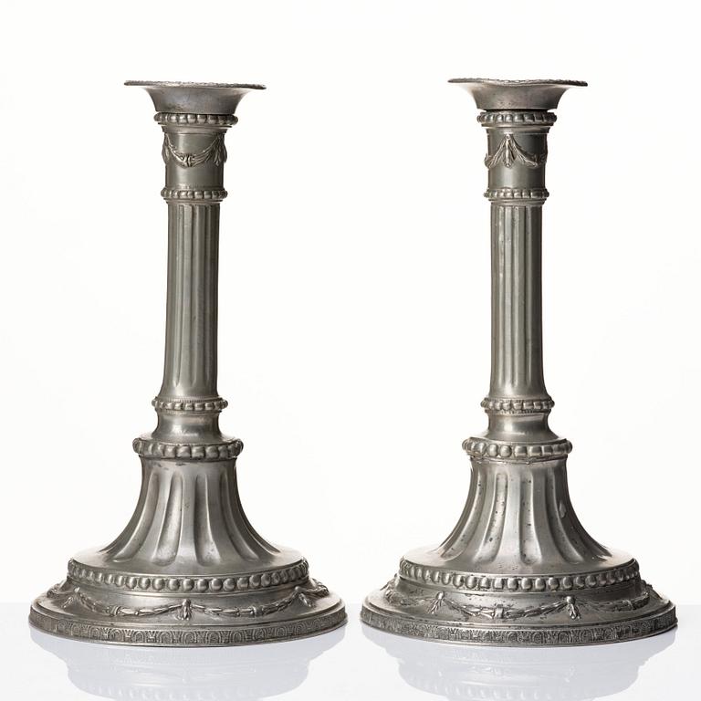 A pair of Gustavian candlesticks by J Sauer (master 1763-1802/04).