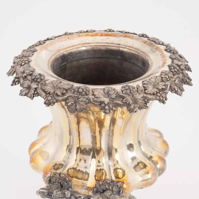 A silver plate wine cooler, around 1900.