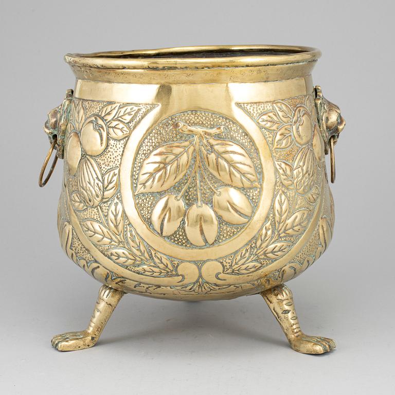 A 19th century brass flower pot.