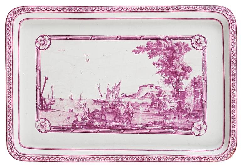 TEBORD, med fajansbricka. Gustavianskt, 1700-talets slut. Möjligen Marieberg.