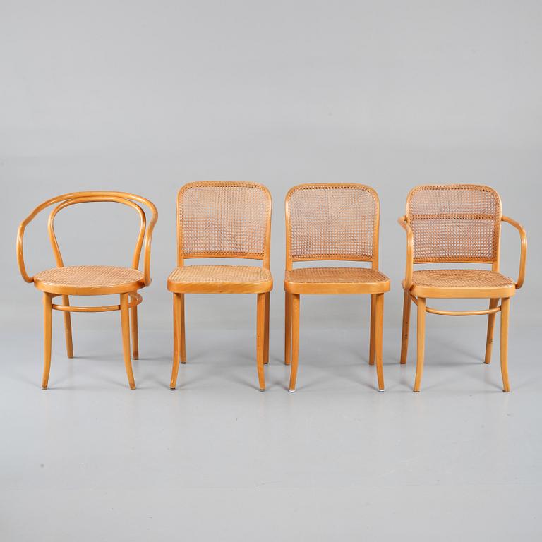 STOLAR, 2 st samt KARMSTOLAR, 2 st, Thonet-stil, 1900-talets andra hälft.