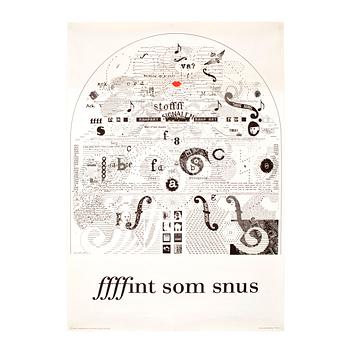 Berndt Pettersson · BERNDT PETTERSSON, affisch, offset, "ffffint som snus", 1969. Utgiven av Bo Caverfors Bokförlag.