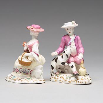 Two Swedish Marieberg soft paste figurines, 18th Century.