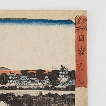 Ando Utagawa Hiroshige, after, four woodblock prints.