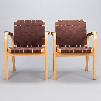ALVAR AALTO, A pair of '45' armchairs for Artek late 20th century.